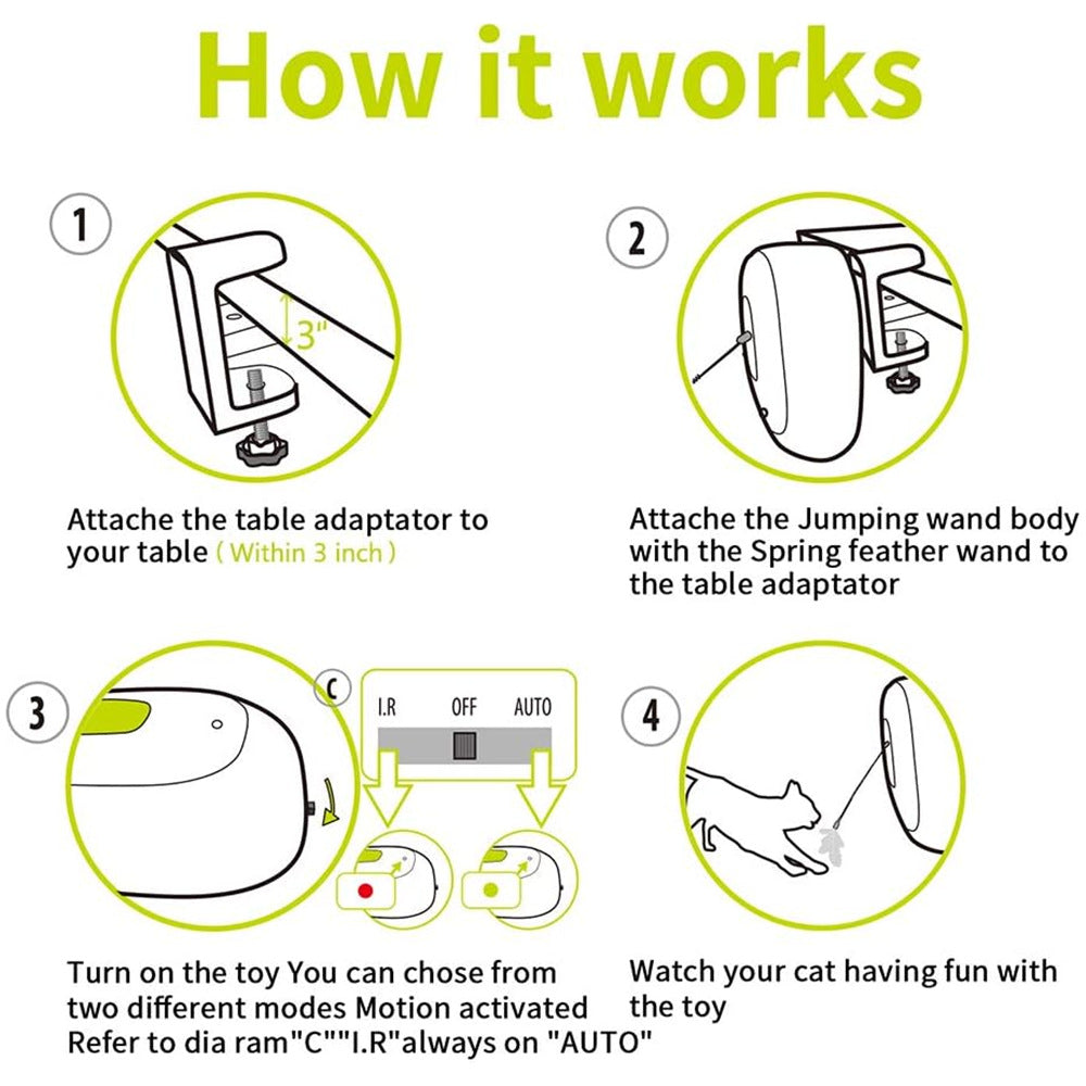 AFP self-entertainment electric cat teaser with fixed knob, intelligent feather ribbon, automatic induction cat teaser toy