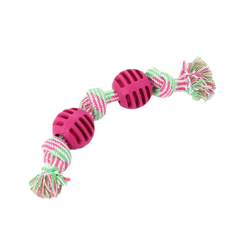 Pet double knot cotton rope with TPR ball dog toy teeth grinding teeth cleaning pet dog toy