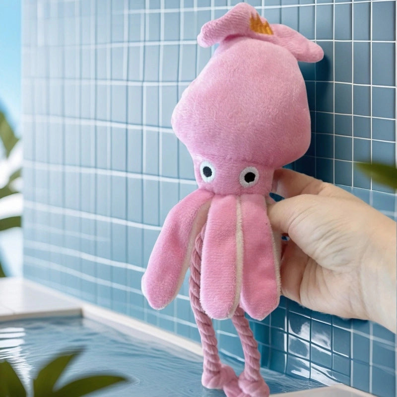 Dog Toy Simulation Octopus Doll Sound Pet Plush Toy Self-Hi Interactive Bite Resistant Teeth Cleaning Dog Toy